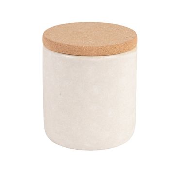 Tarro de gres beige y tapa de corcho Alt10 cm