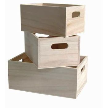 Set 3 Cajas De Madera Decoración