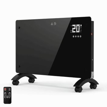 Radiador Eléctrico YOEVU Glass Panel 2500W grande con control táctil LED y mando a distancia