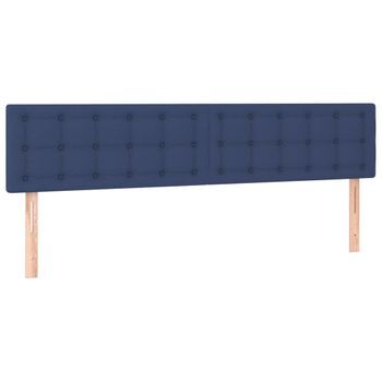 Cabecero Cama Mueble De Dormitorio Con Led De Tela 160 X 5 X 78/88 Cm Azul M02_0000403