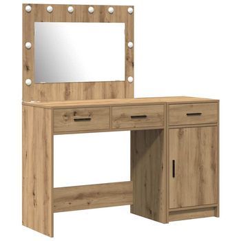 Mesa De Tocador | Mesa De Maquillaje Con Cajón 2 Piezas Marrón Madera Contrachapada