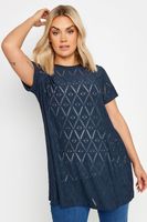 yours camiseta azul de rombos calados mujer curvy y tallas grandes yours
