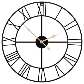 Reloj De Pared De Hierro Negro Ø50 Cm Vidaxl