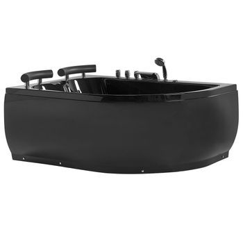 Bañera De Hidromasaje De Acrílico Sanitario Negro Con Led Derecha Doble 158 X 113 Cm Diseño Moderno Paradiso