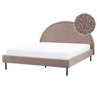cama minimalista boucle tapiceria poliester somier cabecero semicircular 160 x 200 cm gris pardo margut