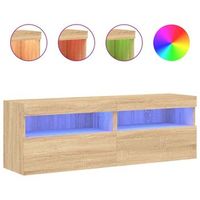 muebles de tv de pared luces led 2 uds roble sonoma 60x30x40 cm vidaxl