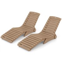 costway juego de 2 tumbona para piscina hdpe antihumedad resistente al sol con ruedas traseras para jardin terraza exterior 163 x 55 x 64 cm marron