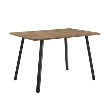 Mesa Comedor Emma Con Tapa De Melamina Roble Y Patas Metálicas Negras Mate