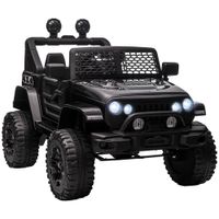 homcom coche electrico 4x4 para ninos 12v con control remoto luces y claxon - 3-6 anos - negro   aosom espana