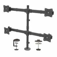 startechcom brazo de escritorio para 4 monitores 2x2 de hasta 27 8kg con montaje vesa- soporte ergonamico con mastil articulado y altura ajustable - inclinaciangirorotacian - abrazaderaojal
