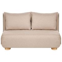sofa cama 2 plazas con tapizado de imitacion de lino patas de madera sin brazos para ninos beige abisko
