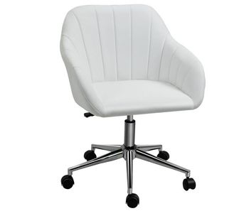 Vinsetto silla de oficina ergonómica silla de escritorio giratoria con altura ajustable respaldo y reposabrazos de piel sintética carga 120 kg 60x59x79-89 cm blanco