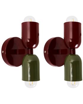 Conjunto de 2 lámparas de pared  metal rojo verde