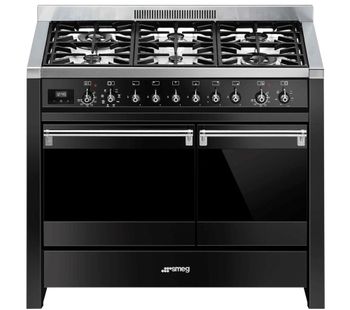 SMEG Opera A2BL-81 100 cm Dual Fuel Range Cooker - Black & Stainless Steel, Stainless Steel