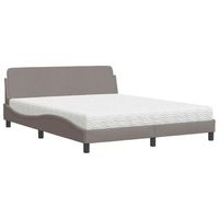 cama matrimonial  cama para adultos  cama con colchon de tela gris taupe 160x200 cm