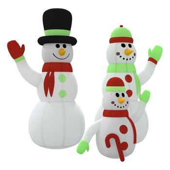 Familia De Muñecos De Nieve Inflables Con Led 360 Cm