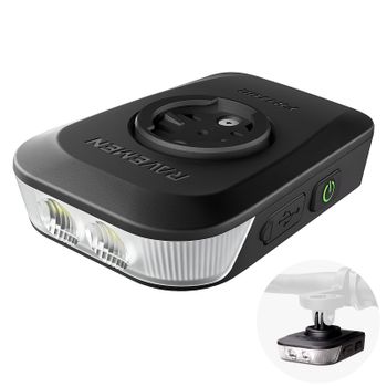 RAVEMEN FR1100 SE Faro de bicicleta para Garmin Wahoo Bryton IGPSPORT GPS USB-C recargable 2500mAh luz de bicicleta aviso diurno iluminación nocturna Lámpara 1100 lúmenes adaptador AGM04 Gropo
