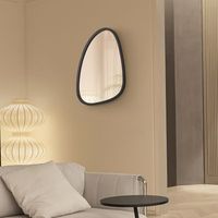 espejo de pared grottole en forma de huevo con marco mdf 62 x 50 cm - negro mate encasa