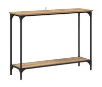 mesa consola con estante roble artisan 101 x 305 x 75 cm