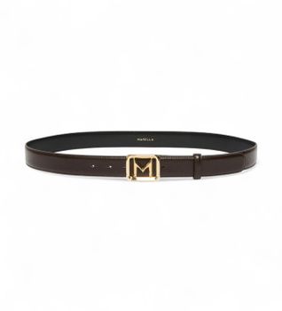 Marella para mujer. 2523506026200 Cinturón con hebilla dorada de piel marrón (XS), Casual
