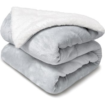 Manta Borrego 130x160cm/160x220cm/220x240cm, Manta Sofa Reversible de Franela y Sherpa, Manta Cama Gruesa, Manta Borreguito, Sobrecama, Manta Caliente, Suave, Transpirable para Invierno