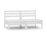 vidaxl sofa de jardin 2 plazas blanco madera maciza pino