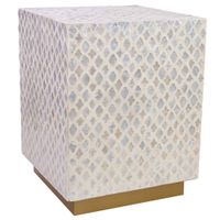 taburete de madera y capiz beige 35x35x45h cm