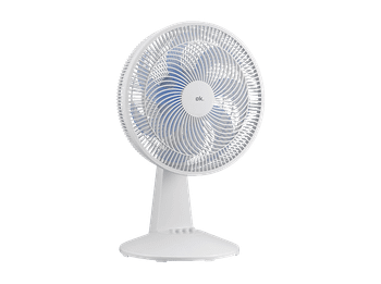 Ventilador de sobremesa - ok. OTF 302826 ES, 40W, 3 Velocidades, Inclinación Ajustable, Blanco