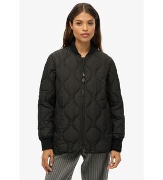 Superdry para mujer. W5011931A Chaqueta Short Quilted Liner negro (M), Casual, Poliéster
