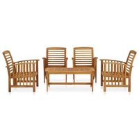 conjunto de muebles de jardin 5 uds  mesa y sillas madera maciza de acacia