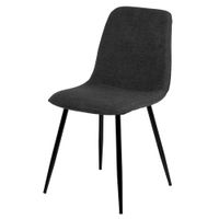 silla tapizada en gris oscuro y patas metalicas negras