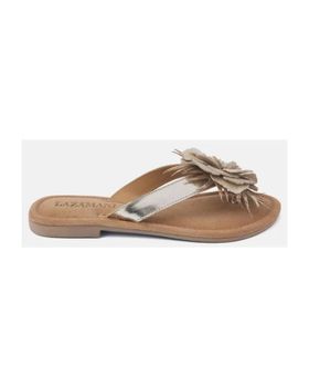 de LAZAMANI SANDALIAS DE PIEL CON ADORNO DE FLOR GOLD