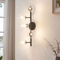 lampara de pared makkor 5 pantallas de cristal g9 metal 62x35x24 cm - negro luxpro