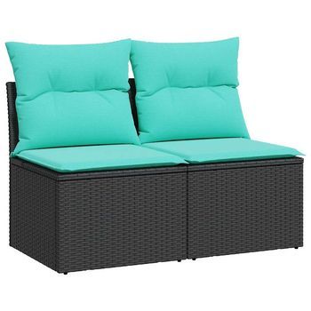 Set Sofás Jardín Y Cojines 2 Uds | Juego De Muebles De Jardín Ratán Sintético Acacia Negro Cfw4468651
