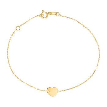 Pulsera de mujer con grabado de corazón en oro de 9 quilates