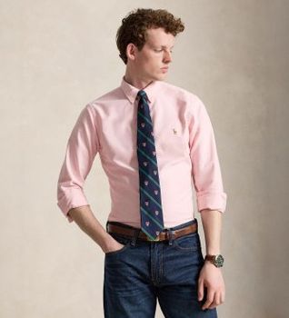 Polo Ralph Lauren para hombre. 710549084008 Camisa Oxford Slim Fit rosa (XXL), Casual, Algodón, Manga larga