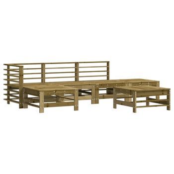 Conjunto De Muebles De Jardín 6 Uds | Mesa Y Sillas Madera De Pino Impregnada