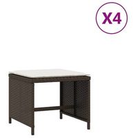 taburetes jardin  otomana de jardin  reposapies de jardin con cojines 4 uds ratan pe marron 40x40x35 cm