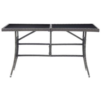 Mesa De Jardín | Mesa De Exterior Ratán Sintético Gris 140x80x74 Cm