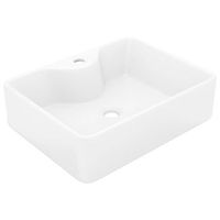 lavabo de ceramica cuadrado orificio de grifo y desague blanco vidaxl