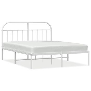Cama Matrimonial | Cama Para Adultos | Estructura De Cama De Metal Con Cabecero Blanco 183x213 Cm