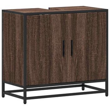 Mueble De Lavabo Madera De Ingeniería Roble Marrón 65x33x60 Cm Vidaxl
