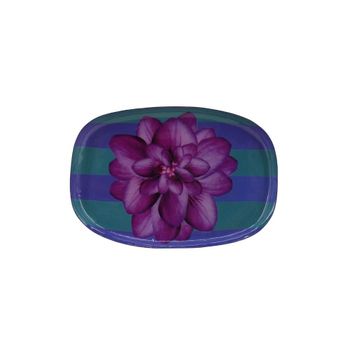 Bandeja de acero lacado con rayas azules y violetas 20x14cm