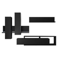 conjunto de muebles para sala con led coleccion bergamo color negro super mate