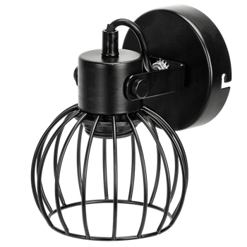 Aigostar Lámpara de Pared Retro E27, Aplique de Pared Diseño de Jaula Ajustable Interior Vintage, Adecuada para Dormitorio Escalera Pasillo  Salón, Negro (Sin Bombilla)