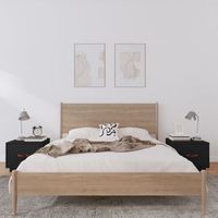 mesitas de noche 2 uds - mueble de dormitorio - madera de pino - negro 40x34x35cm