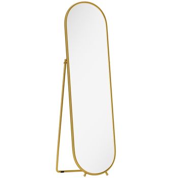 HOMCOM Espejo de Cuerpo Entero Ovalado con Marco Metálico 50x180 cm Dorado   Aosom España