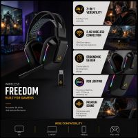 forgeon captain rgb auriculares con microfono inalambricos gaming negros