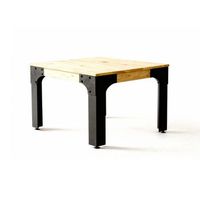 mesa de centro boston 120x120x46cm estilo industrial en madera de pino natural y acero negro boxfurniture
