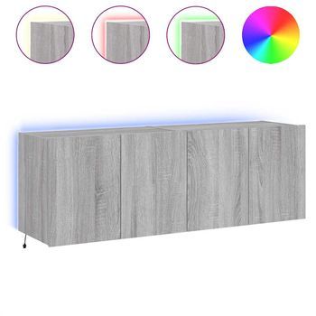 2 Uds Muebles Tv De Pared | Mueble De Salón | Armario Tv Con Luces Led Gris Sonoma 60x35x41 Cm
